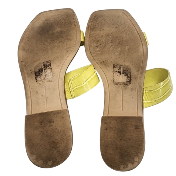Dolce Vita Isaac Yellow Croc-Embossed Slide Sandals Size 7.5 - Picture 5 of 7